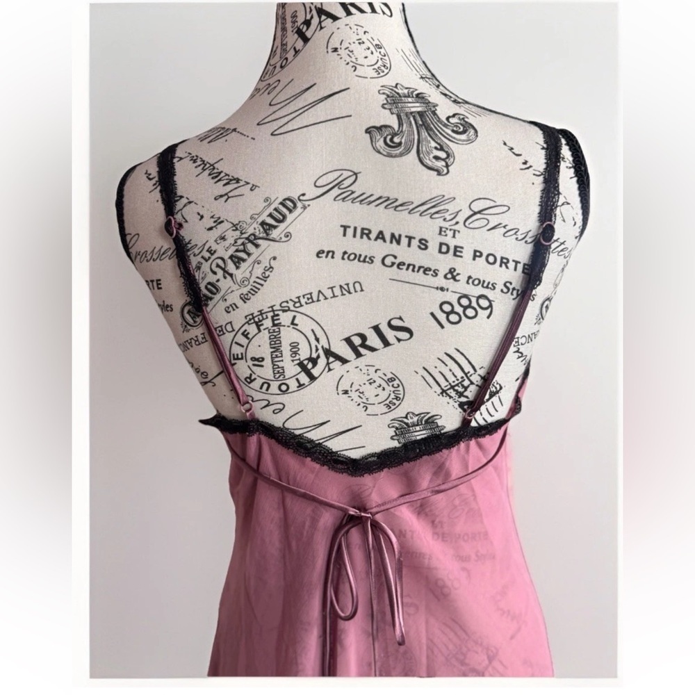 Vintage Y2K California Dynasty Pink Slip Dress Lace lingerie Romantic Whimsy S - Picture 5 of 12